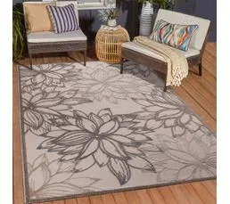 JADOREL Tapis Extérieur 60x110 Tissé Kilim Marron Et Crème Chimeko