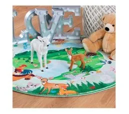 J&KIDS Tapis Rond Pour Chambre Enfant Multicolore Mountains Multicolore Ø 80