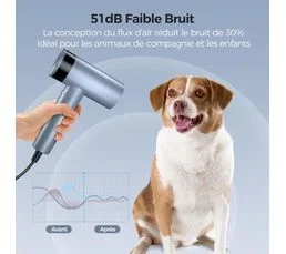 KILISKY Sèche-cheveux,1450w,avec Écran LED,silencieux,4 Températures Et 3 Vitesses，bleu