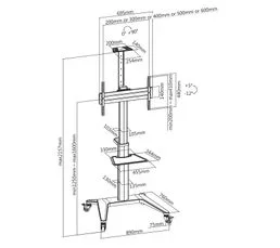 KIMEX Support Mobile Pour Écran Visioconférence 37''-70'' Hauteur 125-160cm Blanc