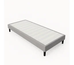 KING OF DREAMS Sommier 70x190 Cm Déhoussable Gris Avec Pieds 20 Cm Et 13 Lattes Tissu Pvc Et Mousse Polyuréthane