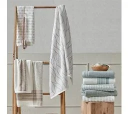 LINNEA Drap De Bain 100x150 Cm Coton Ribbon Ii Vert