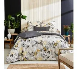 LINNEA Drap Housse Imprimé 180x200 Cm Percale De Coton Asia Gris Anthracite Bonnet 40 Cm