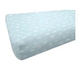 LINNEA Drap Housse Imprimé 90x190 Cm Coton Issu De L'agriculture Biologique Je Lis Blanc/bleu Bonnet 25 Cm