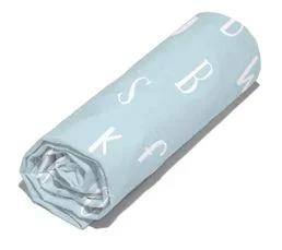 LINNEA Drap Housse Imprimé 90x190 Cm Coton Issu De L'agriculture Biologique Je Lis Blanc/bleu Bonnet 25 Cm