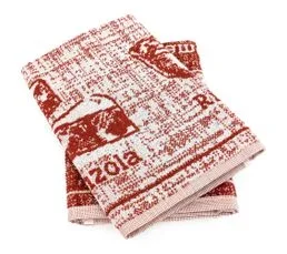 LINNEA Lot De 2 Torchons De Cuisine Pur Coton 50x50 Cm Motif Fromage Cheese Rouge