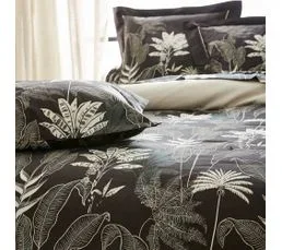 LINNEA Parure De Lit 260x240 Cm Satin De Coton Cayenne Noir Ebène 3 Pièces