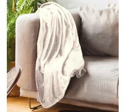 LINNEA Plaid Polaire 150x200 Cm Microvelours 100% Polyester 280g/m2 Velvet Ivoire