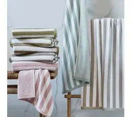 LINNEA Serviette De Toilette 50x100 Cm Efficience Stripes Vert Olive