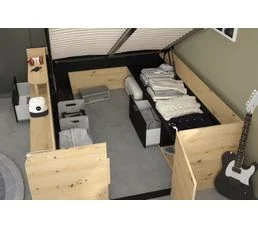 Lit coffre 140x190/200 cm TRAVEL Imitation chêne et noir