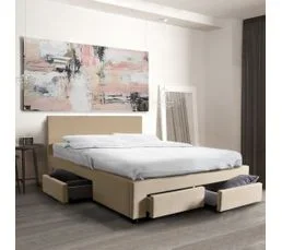 Lit Lugano 160x200 + 1 Sommier + 4 Tiroirs / Beige