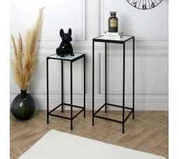Lot De 2 Sellettes Design "felicity" 90cm Noir et Blanc