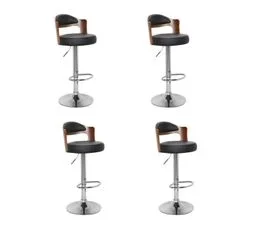 Lot De 4 Chaises De Bar "wilson" 90-110cm Noir et Marron
