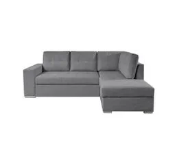 LOUNGITUDE Aden - Canapé D'angle Convertible Avec Coffre En Tissu - Gris - Angle Droit