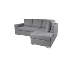 LOUNGITUDE Aden - Canapé D'angle Convertible Avec Coffre En Tissu - Gris - Angle Droit