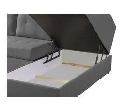 LOUNGITUDE Aden - Canapé D'angle Convertible Avec Coffre En Tissu - Gris - Angle Droit