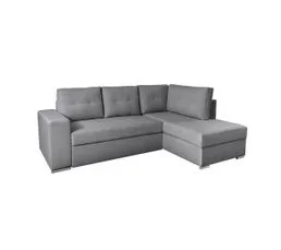 LOUNGITUDE Aden - Canapé D'angle Convertible Avec Coffre En Tissu - Gris - Angle Droit