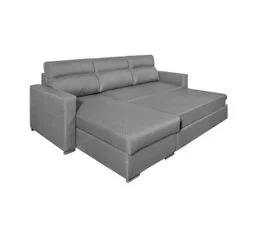 LOUNGITUDE Canapé D'angle Kei Réversible Convertible En Tissu - Gris Clair