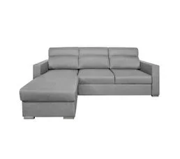 LOUNGITUDE Canapé D'angle Kei Réversible Convertible En Tissu - Gris Clair