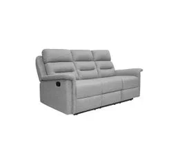 LOUNGITUDE Canapé De Relaxation Manuel 3 Places En Tissu Gris Clair - Aymaris