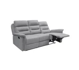LOUNGITUDE Canapé De Relaxation Manuel 3 Places En Tissu Gris Clair - Aymaris
