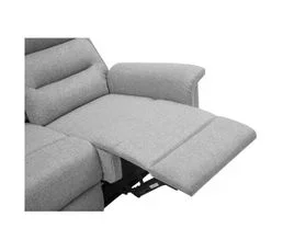 LOUNGITUDE Canapé De Relaxation Manuel 3 Places En Tissu Gris Clair - Aymaris