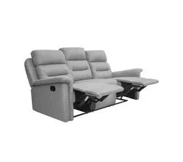 LOUNGITUDE Canapé De Relaxation Manuel 3 Places En Tissu Gris Clair - Aymaris