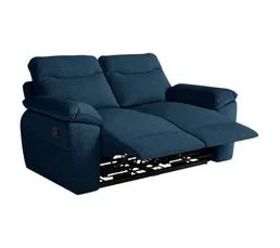 LOUNGITUDE Canapé De Relaxation Manuel Ross 2 Places En Tissu Texturé 3d - Bleu Foncé