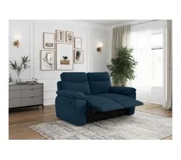 LOUNGITUDE Canapé De Relaxation Manuel Ross 2 Places En Tissu Texturé 3d - Bleu Foncé