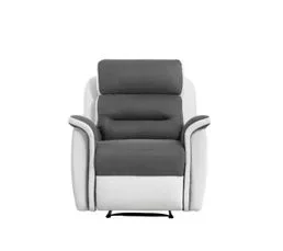 LOUNGITUDE Fauteuil De Relaxation 1 Place En Microfibre Et Simili Léon - Blanc Et Gris