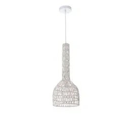 LUSSIOL LIGHTING Suspension Laila Blanc, Rotin, Diam. 23 Cm,