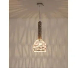 LUSSIOL LIGHTING Suspension Laila Blanc, Rotin, Diam. 23 Cm,