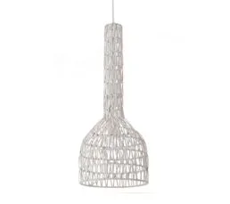 LUSSIOL LIGHTING Suspension Laila Blanc, Rotin, Diam. 23 Cm,
