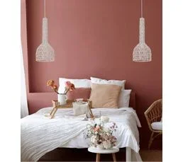 LUSSIOL LIGHTING Suspension Laila Blanc, Rotin, Diam. 23 Cm,