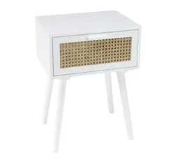 MACABANE Sandro - Chevet Blanc 1 Tiroir Cannage Naturel