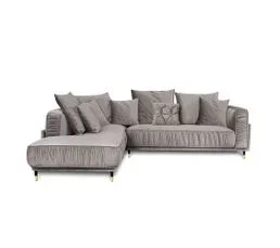 MAISON AUBERTIN Canapé Velours Angle Gauche Gris Clair Fiorenzo - 4 Places