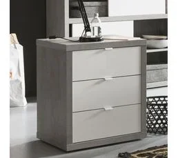 MEUBLETMOI Caisson Rangement Bureau 3 Tiroirs Décor Gris Et Blanc Laqué - Granit