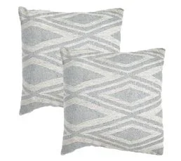 MEUBLETMOI Lot 2 Coussins Carrés 40 X 40 Cm Coton Brodé De Losanges Gris - Beam