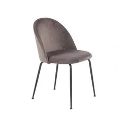 MEUBLETMOI Lot 4 Chaises Marron En Velours Et Pieds Métal Noir - Fara