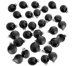 MEUBLETMOI Lot De 32 Boules De Noël En Verre Noir Diamètre 3,5 Cm - Sven 5703