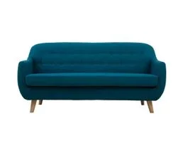 MILIBOO Canapé Scandinave Déhoussable 3 Places En Tissu Bleu Canard Et Bois Clair Ynok
