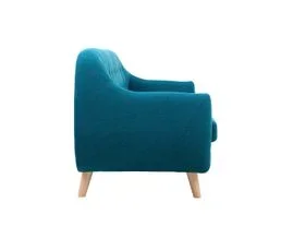 MILIBOO Canapé Scandinave Déhoussable 3 Places En Tissu Bleu Canard Et Bois Clair Ynok