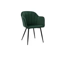 MILIBOO Chaise Design En Tissu Velours Vert Foncé Et Métal Noir Milly