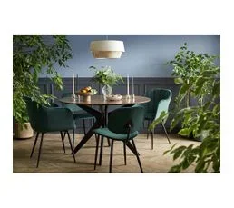 MILIBOO Chaise Design En Tissu Velours Vert Foncé Et Métal Noir Milly