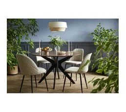 MILIBOO Chaises Design En Tissu Velours Taupe Et Métal Noir (lot De 2) Jovi