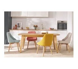 MILIBOO Chaises Scandinaves En Tissu Effet Velours Texturé Jaune Moutarde Et Bois Clair (lot De 2) Higgins