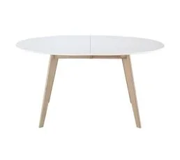 MILIBOO Table à Manger Extensible Ovale Blanche Et Bois Clair L150-200 Cm Leena
