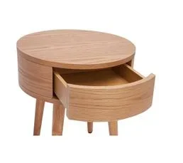 MILIBOO Table De Chevet Ronde En Bois Clair Avec Tiroir D45 Cm Judith