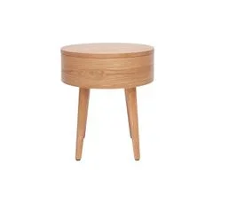 MILIBOO Table De Chevet Ronde En Bois Clair Avec Tiroir D45 Cm Judith