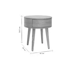 MILIBOO Table De Chevet Ronde En Bois Clair Avec Tiroir D45 Cm Judith
